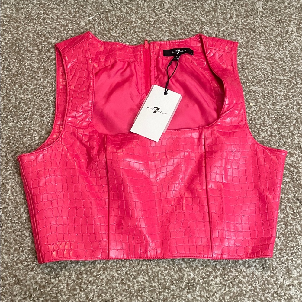 NWT 7 For All Mankind Faux Crocodile Crop Top